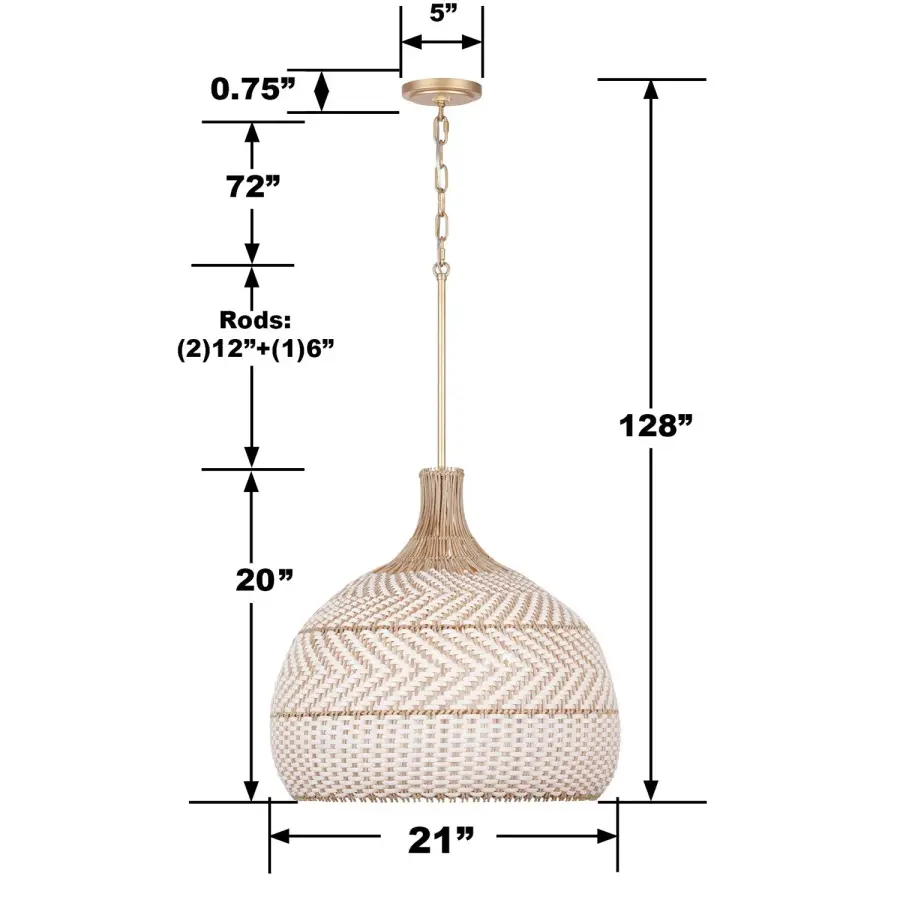 Zanzibar 21" Rattan Pendant Light - Image 6