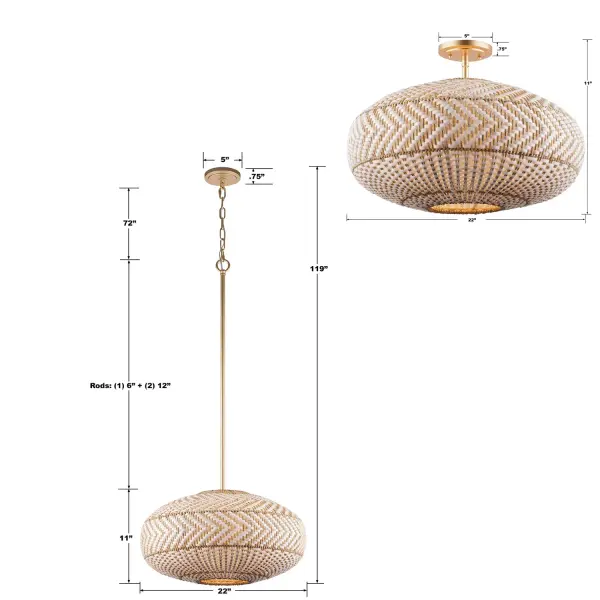 Zanzibar 22" Rattan Pendant Light - Image 11