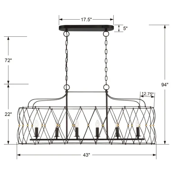 Zucca 42.5" Linear Chandelier - Image 6