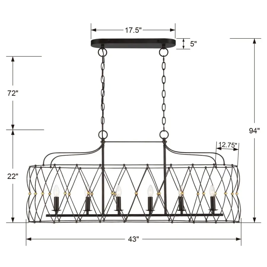 Zucca 42.5" Linear Chandelier - Image 6