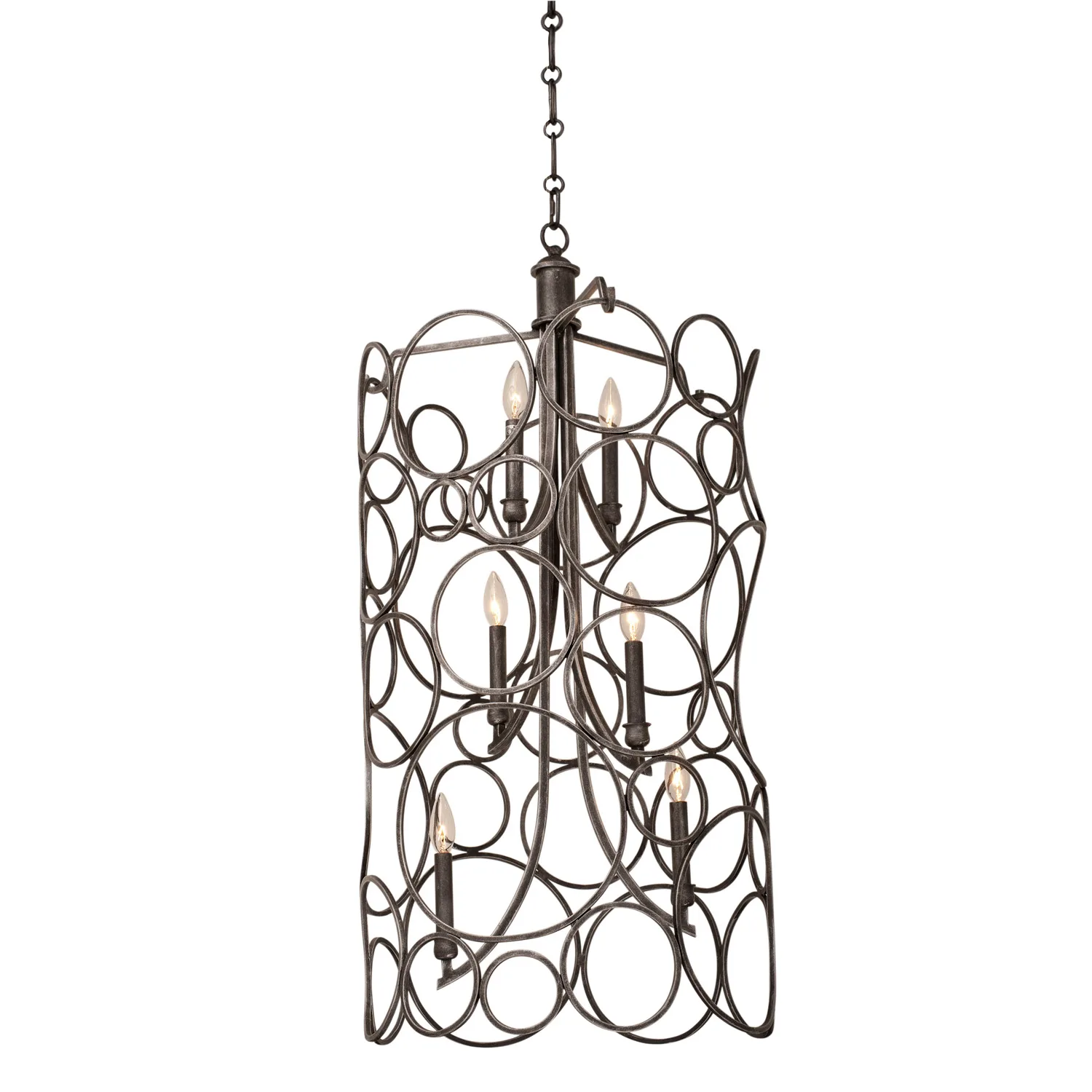 Ashbourne Six Light Foyer Pendant in Vintage Iron