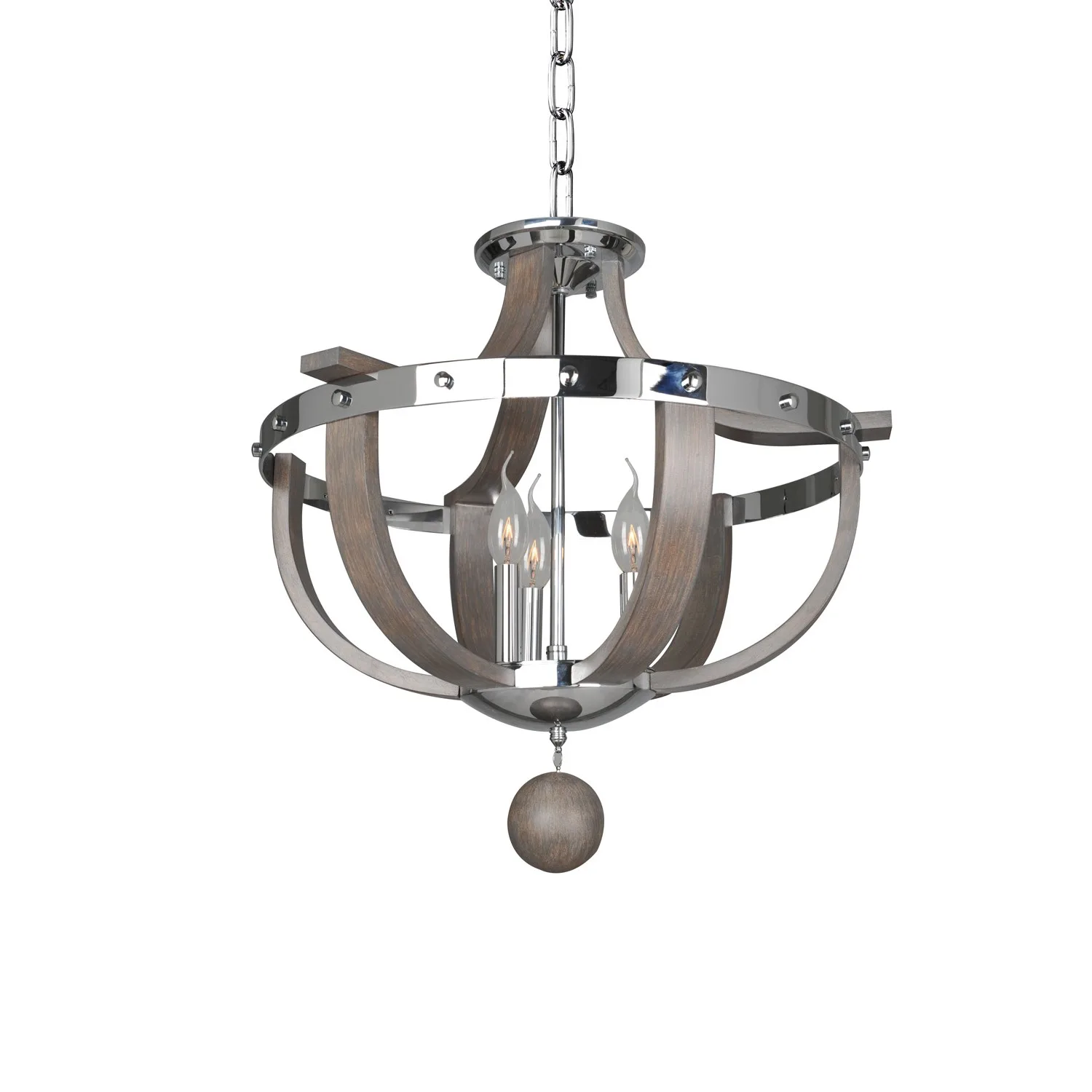 Sharlow Three Light Semi Flush Mount in Chrome