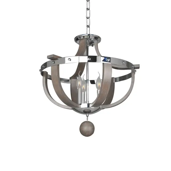 Create an enchanting atmosphere in your living space with the classic beauty of the Sharlow. Clean lines, a trim of polished chrome and a graceful wave of ash wood make this fixture stand out among its contemporaries. The polished chrome set against the subtle ash wood gives it a fresh appearance. The definitive fixture channels the best of both classic and modern styles with its sleek design. Add visual beauty while adding soft light for a relaxed atmosphere in any room. Collection: Sharlow Rooms: Hallway, Closet, Kitchen, Entryway Finish: Chrome Width: 20.00" Height: 20.50" Weight: 9.00 lb Wire: 6" Canopy: 6"x1" Number of Bulbs: 3 Maximum Wattage: 60.00 W Bulb Type: Candelabra Bulb Base: E12 Candelabra Dimmable Voltage: 120.00 V Material: Plated Steel , Ash Wood Country of Origin: China Safety Listing: cETL Safety Rating: Dry