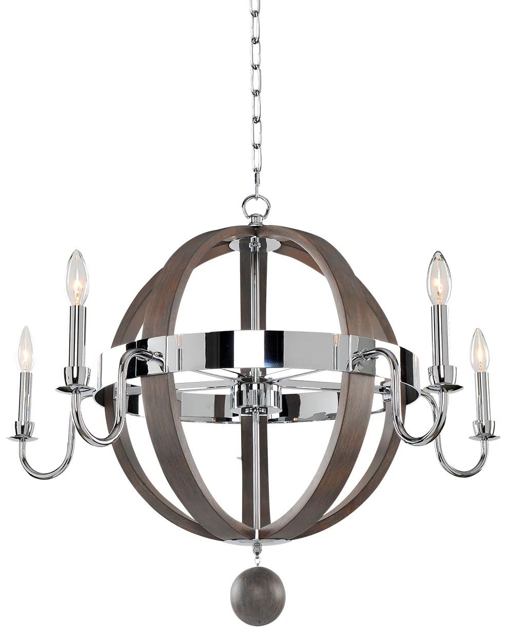 Sharlow Five Light Chandelier in Chrome