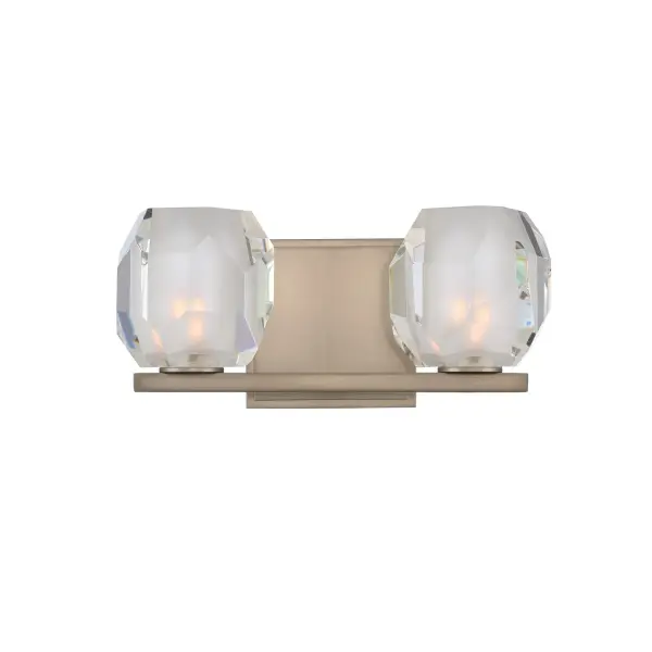 With a faceted clear optic glass and a sleek frosted interior, Regent is featured in a Satin Nickel or Vintage Bronze finish. This Zen design is enhanced with a concealed mounting system to offer a clean design that shows no visible lock up hardware. Collection: Regent Rooms: Bathroom, Vanity, Spa, Powder Room Finish: Satin Nickel Width: 11.00" Height: 5.00" Weight: 8.00 lb Extension from Wall: 5.00" Wire: 12" Mounting Height: 3.00" Canopy: 4.5"x1"x4.5" Bulbs Included Number of Bulbs: 2 Maximum Wattage: 3.00 W Bulb Base: G9 Light Source: LED Light Output: 600.00 lm Color Temperature: 3000 K Dimmable Voltage: 120.00 V Material: Heavy Gauge Steel , Glass Country of Origin: China Safety Listing: cETL Safety Rating: Dry LED