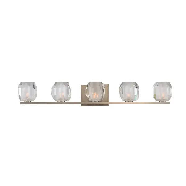 With a faceted clear optic glass and a sleek frosted interior, Regent is featured in a Satin Nickel or Vintage Bronze finish. This Zen design is enhanced with a concealed mounting system to offer a clean design that shows no visible lock up hardware. Collection: Regent Rooms: Bathroom, Vanity, Spa, Powder Room Finish: Satin Nickel Width: 32.00" Height: 5.00" Weight: 18.00 lb Extension from Wall: 5.00" Wire: 12" Mounting Height: 3.00" Canopy: 6"x1"x4.5" Bulbs Included Number of Bulbs: 5 Maximum Wattage: 3.00 W Bulb Base: G9 Light Source: LED Light Output: 1500.00 lm Color Temperature: 3000 K Dimmable Voltage: 120.00 V Material: Heavy Gauge Steel , Glass Country of Origin: China Safety Listing: cETL Safety Rating: Dry LED
