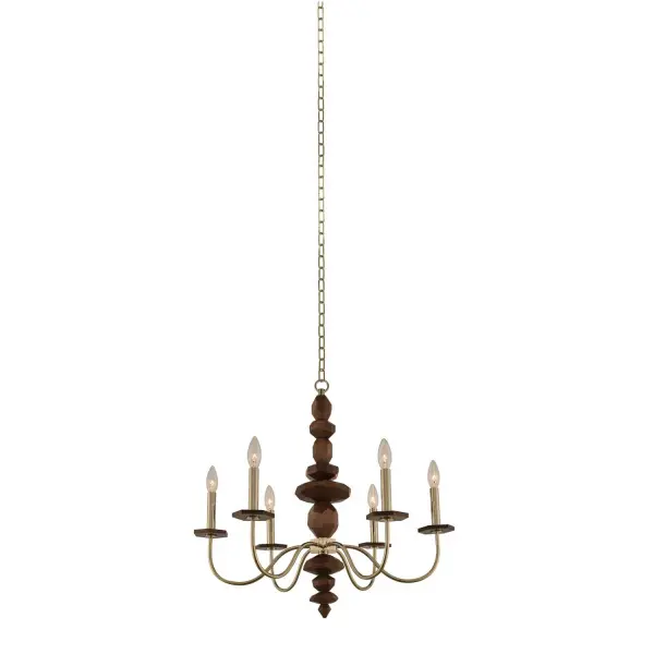 The Lassen collection boast organic shapes that make this truly stunning series. Featured in a champagne gold finish with natural cut wood column and bobeches. Collection: Lassen Rooms: Dining Room, Bedroom, Kitchen, Foyer Finish: Champagne Gold Width: 26.00" Height: 24.00" Weight: 16.00 lb Chain: 48" Wire: 96" Canopy: 5"x0.75" Number of Bulbs: 6 Maximum Wattage: 60.00 W Bulb Base: E12 Candelabra Dimmable Voltage: 120.00 V Material: Steel , Wood Country of Origin: China Safety Listing: cETL Safety Rating: Dry
