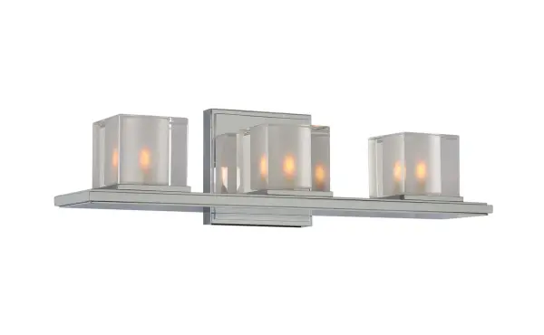 The Naples Bath Collection features crystal cube shades with frosted interior and is available in Polished Chrome or Satin Nickel finishes. Constructed of Heavy Gauge Steel. Collection: Naples Rooms: Bathroom, Vanity, Spa, Powder Room Finish: Chrome Width: 19.50" Height: 5.00" Weight: 9.00 lb Extension from Wall: 5.00" Wire: 6`` Canopy: 5``x5`` Bulbs Included Number of Bulbs: 3 Maximum Wattage: 3.00 W Bulb Type: G-9 Bulb Base: G9 Light Source: LED Light Output: 900.00 lm Color Temperature: 3000 K Dimmable Voltage: 120.00 V Material: Heavy Gauge Steel , Crystal Country of Origin: China Safety Listing: cETL Safety Rating: Dry LED