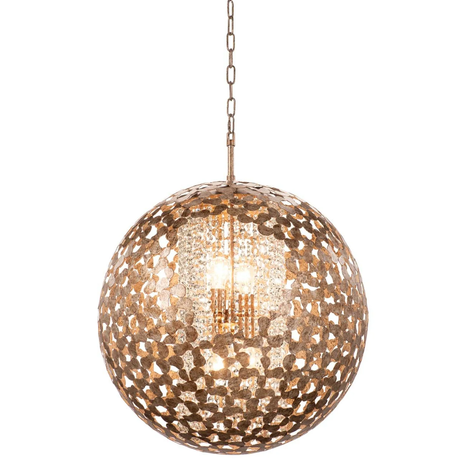 Belladonna Eight Light Pendant in Antique Silver Leaf
