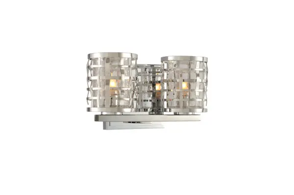 This Collection is constructed of handwoven stainless steel. This design lends itself to a modern-loft application and the series is set off with a clear crackle glass and highly polished stainless steel finish. Collection: Bridgeport Rooms: Bathroom, Vanity, Spa, Powder Room Finish: Stainless Steel Width: 9.50" Height: 5.50" Weight: 5.00 lb Extension from Wall: 4.50" Wire: 6`` Mounting Height: 3.00" Canopy: 5``x0.75`` Bulbs Included Number of Bulbs: 2 Maximum Wattage: 3.00 W Bulb Base: G9 Light Source: LED Light Output: 600.00 lm Color Temperature: 3000 K Dimmable Voltage: 120.00 V Material: Hand Crafted Stainless Steel , Crackle Glass Country of Origin: China Safety Listing: cETL Safety Rating: Dry LED