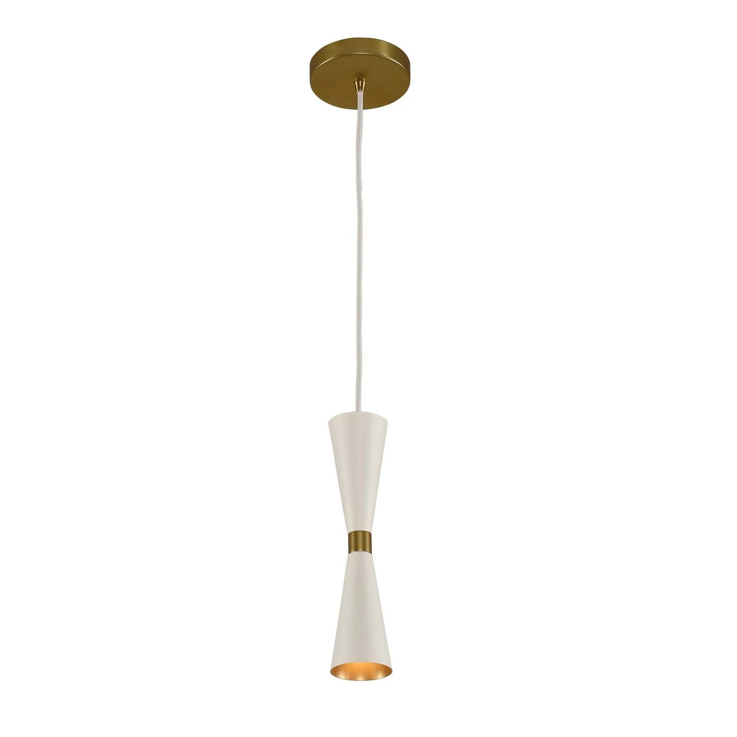 Milo LED Mini Pendant in White and Vintage Brass