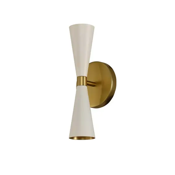 Trendy Mid-Century inspired design with dual LED lamping for maximum efficiency. The MILO Collection features a variety of configurations to fit every space, from sconce and entry to dining. Introduced in June of 2016 in a sleek Matte Black with Vintage Brass accents, Kalco has added a Warm White finish, also featuring vintage brass accents. Collection: Milo Rooms: Living Room, Bedroom, Family Room, Dining Room Finish: White and Vintage Brass Width: 5.00" Height: 12.00" Weight: 2.00 lb Extension from Wall: 4.00" Wire: 6" Mounting Height: 6.00" Canopy: 5"x0.75" Bulbs Included Number of Bulbs: 2 Maximum Wattage: 3.00 W Bulb Type: G9 Bulb Base: G9 Light Source: LED Light Output: 300.00 lm Color Temperature: 3000 K Dimmable Voltage: 120.00 V Material: Plated Steel Country of Origin: China Safety Listing: cETL Safety Rating: Dry ADA LED