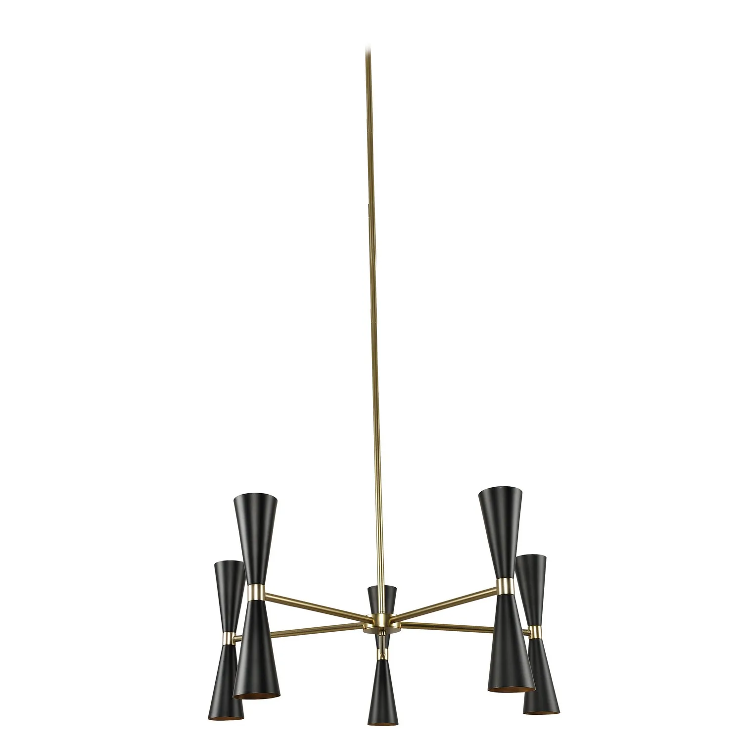 Milo LED Chandelier in Black and Vintage Brass