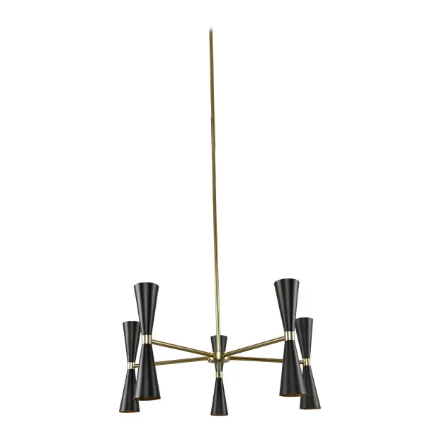 Trendy Mid-Century inspired design with dual LED lamping for maximum efficiency. The MILO Collection features a variety of configurations to fit every space, from sconce and entry to dining. Introduced in June of 2016 in a sleek Matte Black with Vintage Brass accents, Kalco has added a Warm White finish, also featuring vintage brass accents. Collection: Milo Rooms: Dining Room, Bedroom, Kitchen, Foyer Finish: Black and Vintage Brass Notes: (1) 6`` 12`` 24`` Stem Width: 28.00" Height: 20.00" Weight: 26.00 lb Wire: 72" Rod: (1) 6", (1) 12", (1) 24" Canopy: 5"x1" Bulbs Included Number of Bulbs: 10 Maximum Wattage: 3.00 W Bulb Type: G9 Bulb Base: G9 Light Source: LED Light Output: 300.00 lm Color Temperature: 3000 K Dimmable Voltage: 120.00 V Material: Plated Steel Country of Origin: China Safety Listing: cETL Safety Rating: Dry LED