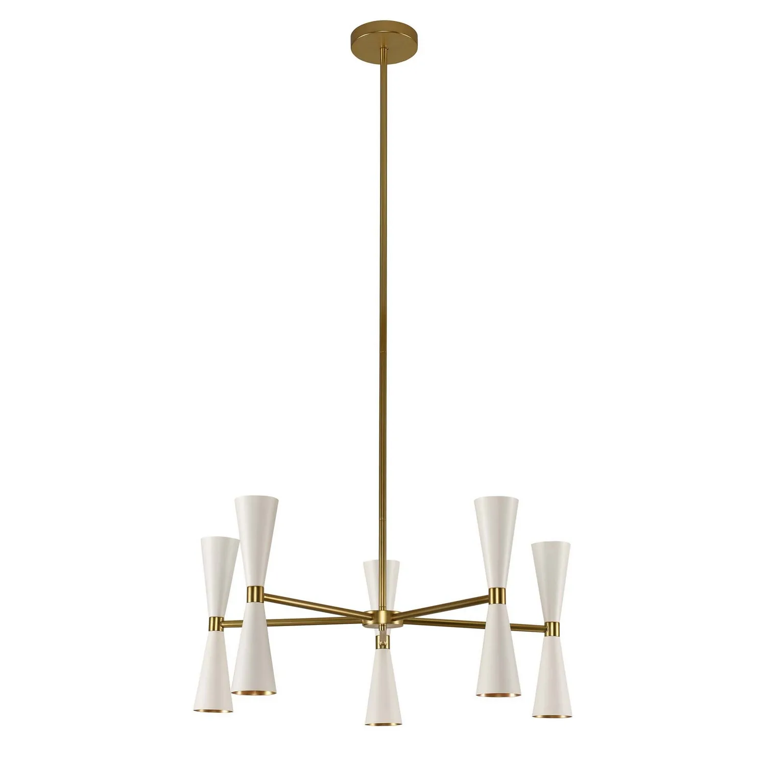 Milo LED Chandelier in White and Vintage Brass