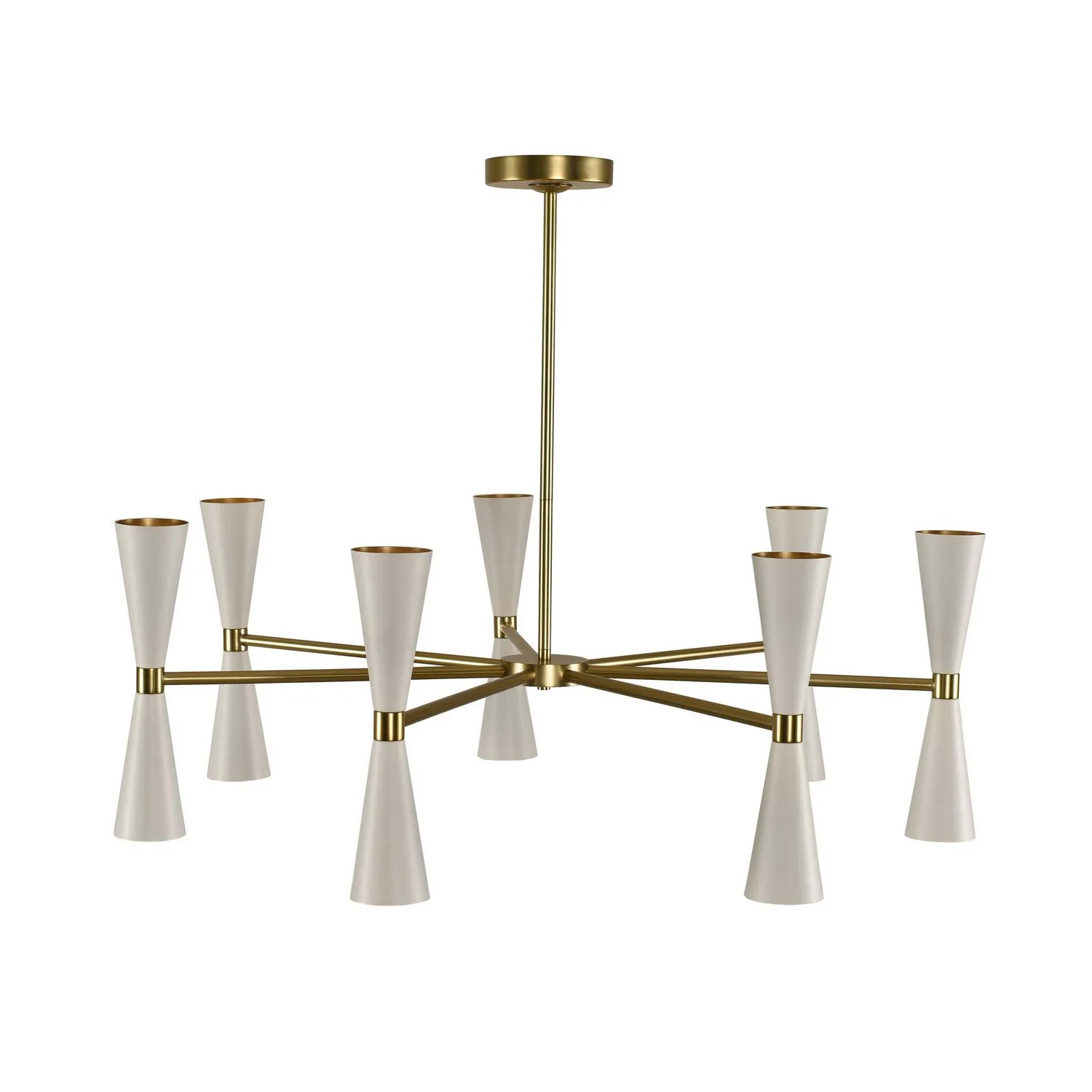 Milo LED Chandelier in White and Vintage Brass