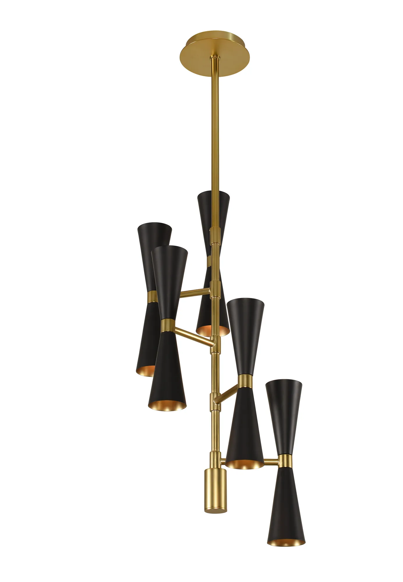 Milo LED Chandelier in Black and Vintage Brass