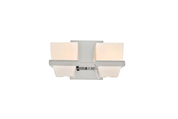 The Malibu bath vanity collection features a soft tapered square matte opal glass that is seemlessly cradled in a soft tapered framework. The G9 Xenon lamps are included. The series is featured in a polished chrome or exclusive brushed bronze finish. Collection: Malibu Rooms: Bathroom, Vanity, Spa, Powder Room Finish: Chrome Width: 10.00" Height: 6.00" Weight: 4.00 lb Extension from Wall: 5.50" Wire: 6`` Mounting Height: 4.00" Canopy: 4.25``x6`` Bulbs Included Number of Bulbs: 2 Maximum Wattage: 3.00 W Bulb Type: G-9 Bulb Base: G9 Light Source: LED Light Output: 600.00 lm Color Temperature: 3000 K Dimmable Voltage: 120.00 V Material: Heavy Gauge Steel , Opal Glass Country of Origin: China Safety Listing: cETL Safety Rating: Dry LED
