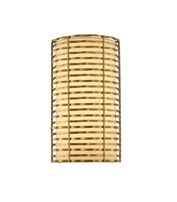 Organic concentric rings constructed of laser cut steel featuring a vintage brass finish with off-white linen shade diffusers make the Paloma Collection give a fresh modern look to any room. This collection features integrated dimmable LED lights and stems that can give you an overall height to fit in any application. Collection: Paloma Rooms: Foyer, Great Room, Living Room, Bedroom Finish: Vintage Brass Width: 8.00" Height: 14.00" Weight: 5.00 lb Extension from Wall: 4.00" Wire: 6`` Mounting Height: 7.00" Canopy: 8``x14`` Bulbs Included Number of Bulbs: 1 Maximum Wattage: 6.00 W Light Source: LED Dimmable Voltage: 120.00 V Material: Laser Cut Steel , Linen Country of Origin: China Safety Listing: cETL Safety Rating: Dry ADA LED
