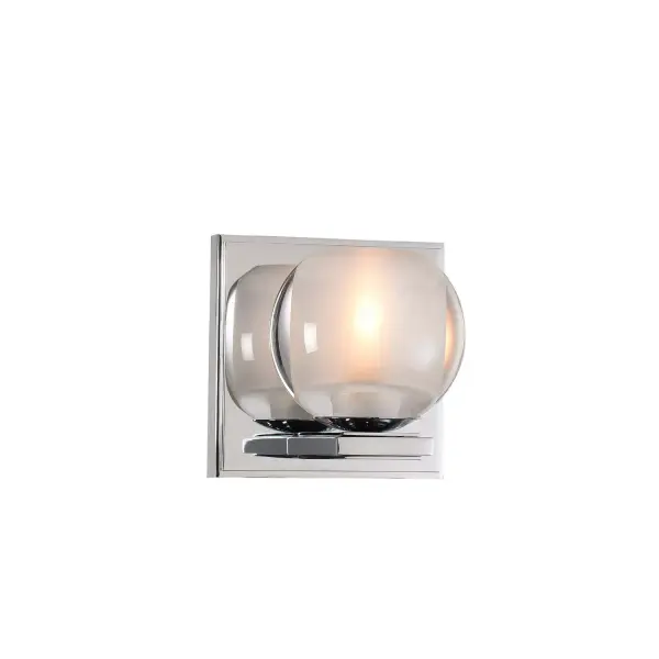 The Corona Collection features Clear Globe Glass Balls with Frosted Interiors. Offered in a Polished Chrome or Satin Nickel finish over heavy gauge steel construction. LED bulbs are included. Collection: Corona Rooms: Bathroom, Vanity, Spa, Powder Room Finish: Chrome Width: 5.00" Height: 5.00" Weight: 3.00 lb Extension from Wall: 5.00" Wire: 6" Mounting Height: 2.50" Canopy: 5"x5"x0.75" Bulbs Included Number of Bulbs: 1 Maximum Wattage: 3.00 W Bulb Type: LED Bulb Base: G9 Light Source: LED Light Output: 300.00 lm Color Temperature: 3000 K Dimmable Voltage: 120.00 V Material: Heavy Gauge Steel , Glass Country of Origin: China Safety Listing: cETL Safety Rating: Dry LED