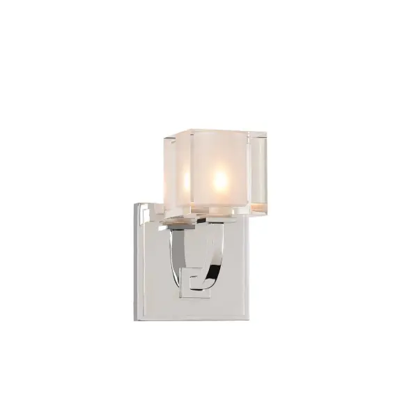 The Arcata Bath Collection is constructed of Heavy Gauge Steel with a Polished Chrome finish and Crystal Cube Shaped Glass with a Frosted interior. LED Bulbs are included. Collection: Arcata Rooms: Bathroom, Vanity, Spa, Powder Room Finish: Chrome Width: 5.00" Height: 7.00" Weight: 2.00 lb Extension from Wall: 5.00" Wire: 6" Mounting Height: 4.50" Canopy: 4.5"x4.5"x0.5" Bulbs Included Number of Bulbs: 1 Maximum Wattage: 3.00 W Bulb Base: G9 Light Source: LED Light Output: 300.00 lm Color Temperature: 3000 K Dimmable Voltage: 120.00 V Material: Heavy Gauge Steel , Crystal Country of Origin: China Safety Listing: cETL Safety Rating: Dry LED
