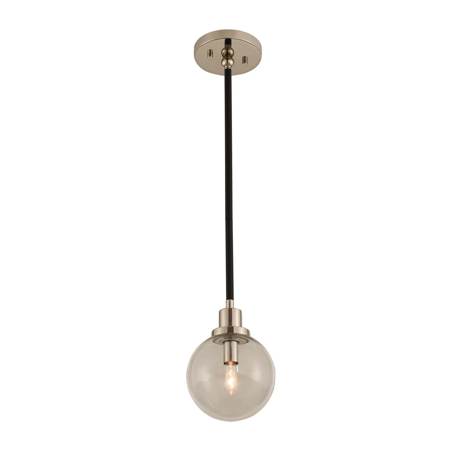 Cameo One Light Mini Pendant in Matte Black Finish With Nickel Accents