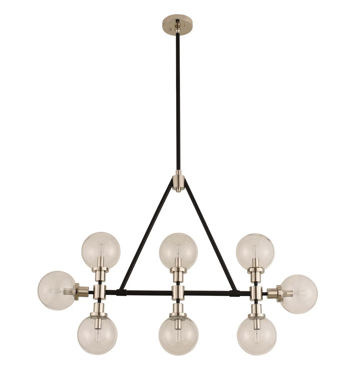 Cameo Eight Light Island Pendant in Matte Black Finish With Nickel Accents
