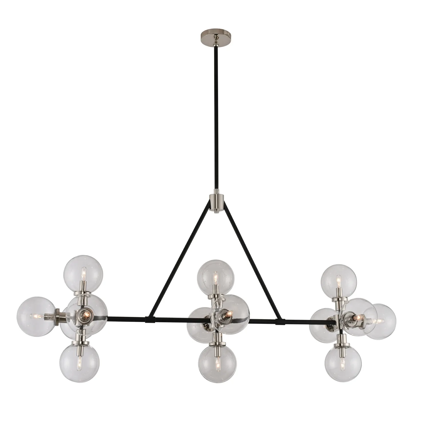 Cameo 14 Light Island Pendant in Matte Black Finish With Nickel Accents