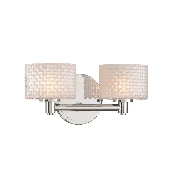 Woven Basket Designed Glass with a Polished Chrome or Satin Nickel finish makes the Willow Bath Collection a Designer favorite. Constructed of Heavy Gauge Steel and LED bulbs are included. Collection: Willow Rooms: Bathroom, Vanity, Spa, Powder Room Finish: Chrome Width: 12.00" Height: 6.00" Weight: 4.00 lb Extension from Wall: 6.00" Wire: 6" Mounting Height: 3.25" Canopy: 5"x0.75"x5" Bulbs Included Number of Bulbs: 2 Maximum Wattage: 3.00 W Bulb Base: G9 Light Source: LED Light Output: 600.00 lm Color Temperature: 3000 K Dimmable Voltage: 120.00 V Material: Heavy Gauge Steel , Woven Basket Glass Country of Origin: China Safety Listing: cETL Safety Rating: Dry LED