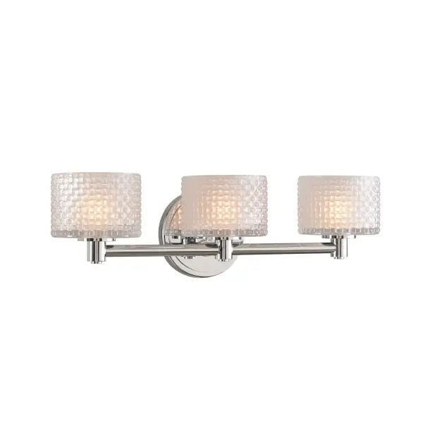 Woven Basket Designed Glass with a Polished Chrome or Satin Nickel finish makes the Willow Bath Collection a Designer favorite. Constructed of Heavy Gauge Steel and LED bulbs are included. Collection: Willow Rooms: Bathroom, Vanity, Spa, Powder Room Finish: Chrome Width: 19.00" Height: 6.00" Weight: 7.00 lb Extension from Wall: 6.00" Wire: 6" Mounting Height: 3.25" Canopy: 5"x0.75"x5" Bulbs Included Number of Bulbs: 3 Maximum Wattage: 3.00 W Bulb Base: G9 Light Source: LED Light Output: 900.00 lm Color Temperature: 3000 K Dimmable Voltage: 120.00 V Material: Heavy Gauge Steel , Woven Basket Glass Country of Origin: China Safety Listing: cETL Safety Rating: Dry LED