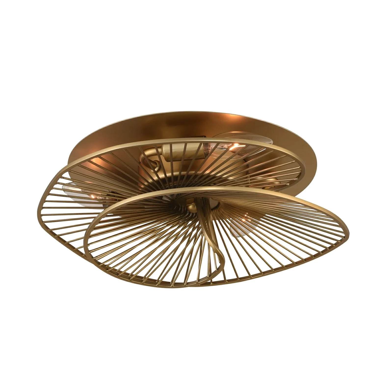Aurora Three Light Flush Mount in Nordic Brass