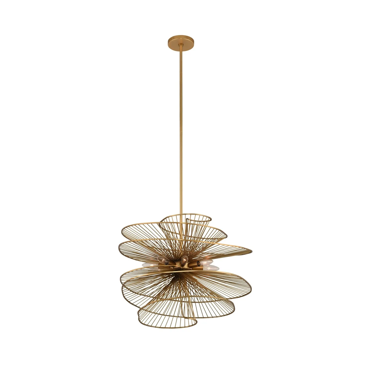 Aurora Eight Light Pendant in Nordic Brass