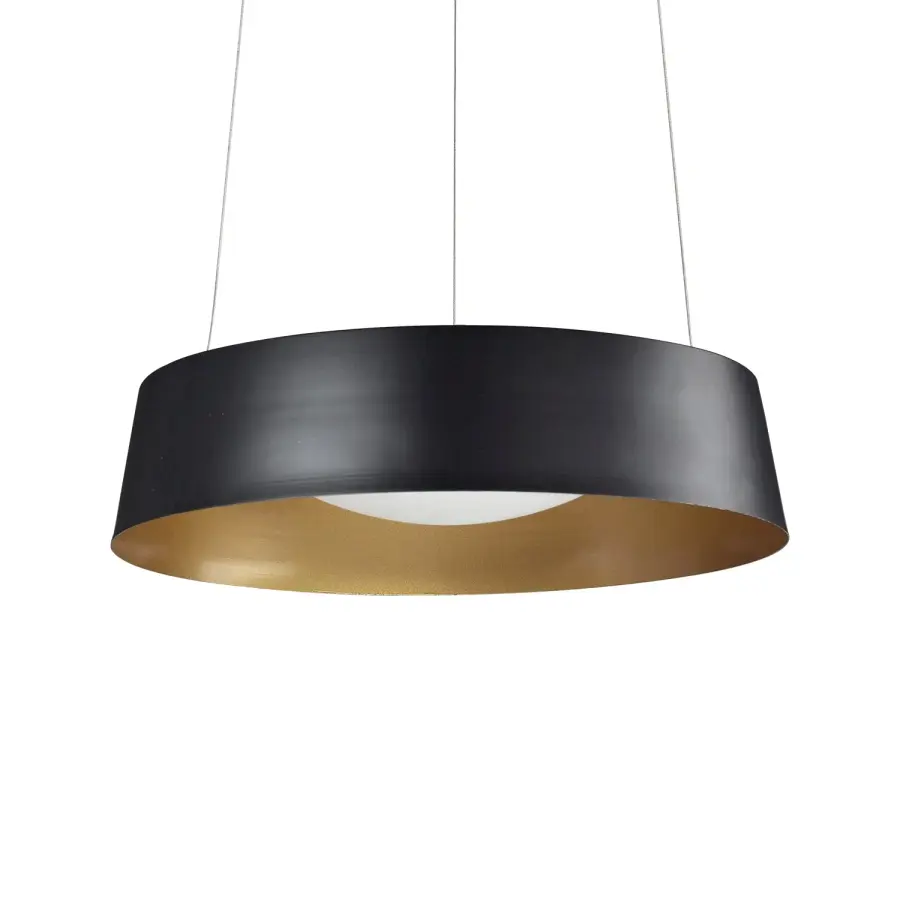 Sampson 16" Matte Black Pendant with Gold Interior - Image 1