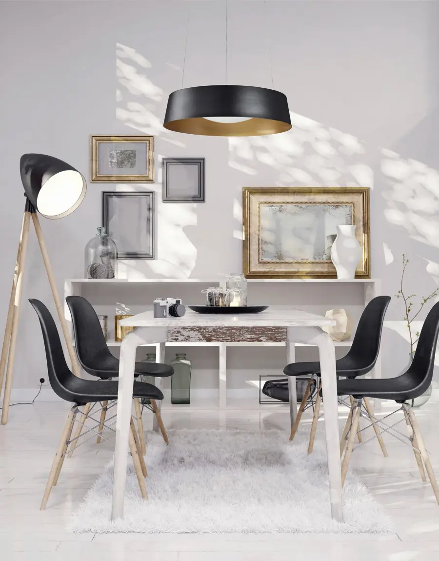 Sampson 16" Matte Black Pendant with Gold Interior - Image 2