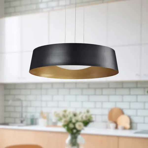 Sampson 16" Matte Black Pendant with Gold Interior - Image 4
