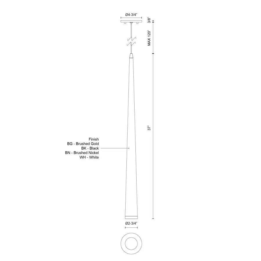 Mina 36" LED Pendant in Matte Black - Image 9