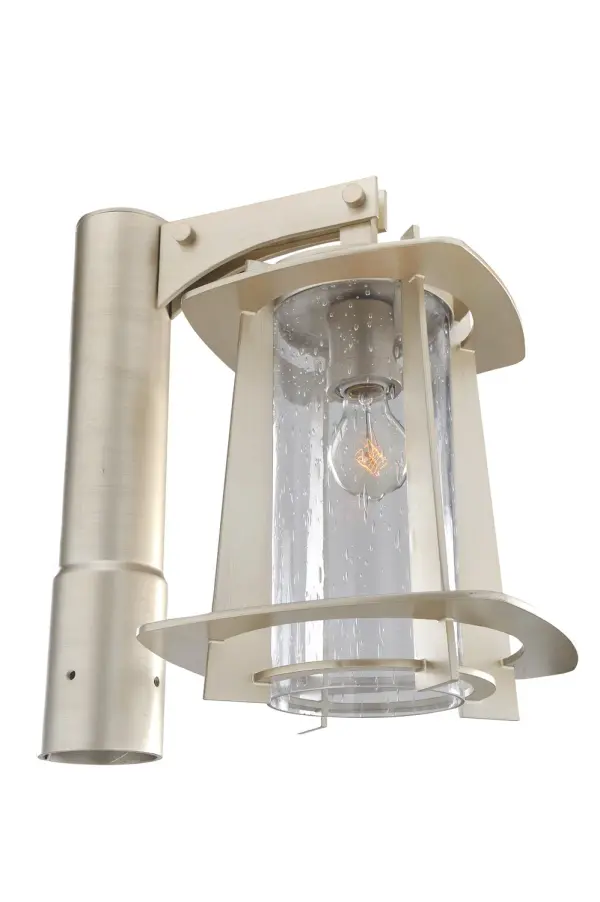 Aluminum Frame, Clear Seeded Glass, Outdoor-Indoor Application Collection: Shelby Rooms: Living Room, Bedroom, Family Room, Dining Room Finish: Tarnished Silver Glass: Clear Seeded Width: 10.50" Height: 16.50" Length: 15.00" Weight: 12.00 lb Extension from Wall: 15.00" Wire: 6`` Number of Bulbs: 1 Maximum Wattage: 100.00 W Bulb Base: E26 Medium Dimmable Voltage: 120.00 V Material: Aluminum , Glass Country of Origin: China Safety Listing: cETL Safety Rating: Wet