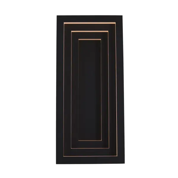 The Chrysler outdoor colleiction is an architectural inspired design usig LED lighted steps to create a sculptural point. Featuring a simple rectangular box frame with LED downlight in a cool matte black finish. Collection: Chrysler Rooms: Outdoor, Garage, Patio, Finish: Matte Black Width: 9.00" Height: 20.00" Length: 5.00" Weight: 15.00 lb Extension from Wall: 5.00" Wire: 7" Mounting Height: 10.00" Canopy: 9``x20``x4`` Bulbs Included Maximum Wattage: 29.00 W Bulb Type: LED Light Source: LED Light Output: 2610.00 lm Color Temperature: 2700 K CRI: 90 Dimmable Voltage: 120.00 V Material: 304 Stainless Steel Country of Origin: China Safety Listing: UL-cUL Safety Rating: Wet LED