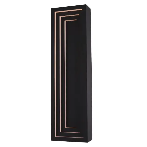 The Chrysler outdoor colleiction is an architectural inspired design usig LED lighted steps to create a sculptural point. Featuring a simple rectangular box frame with LED downlight in a cool matte black finish. Collection: Chrysler Rooms: Outdoor, Garage, Patio, Finish: Matte Black Width: 9.00" Height: 32.00" Length: 5.00" Weight: 22.00 lb Extension from Wall: 5.00" Wire: 7" Mounting Height: 15.00" Canopy: 9``x32``x4`` Bulbs Included Maximum Wattage: 41.00 W Bulb Type: LED Light Source: LED Light Output: 3690.00 lm Color Temperature: 2700 K CRI: 90 Dimmable Voltage: 120.00 V Material: 304 Stainless Steel Country of Origin: China Safety Listing: UL-cUL Safety Rating: Wet LED