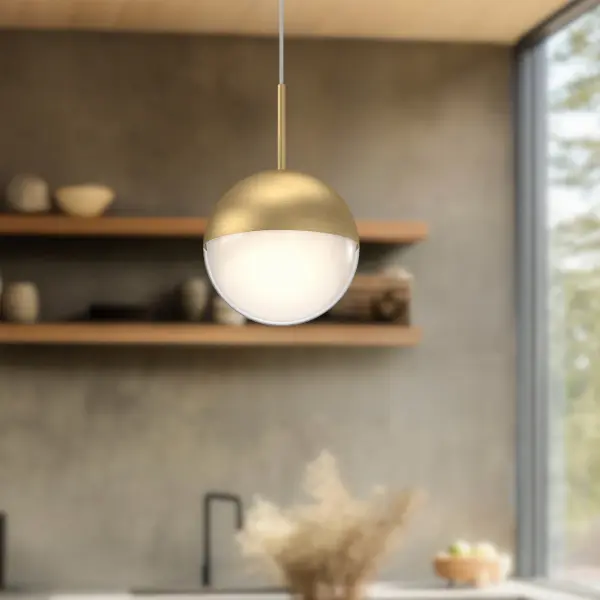 Pluto 4-Inch Pendant in Brushed Gold - Image 4