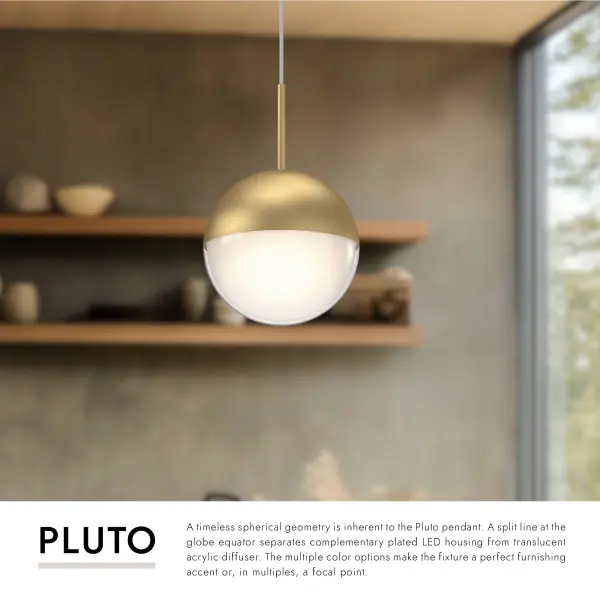 Pluto 4-Inch Pendant in Brushed Gold - Image 9