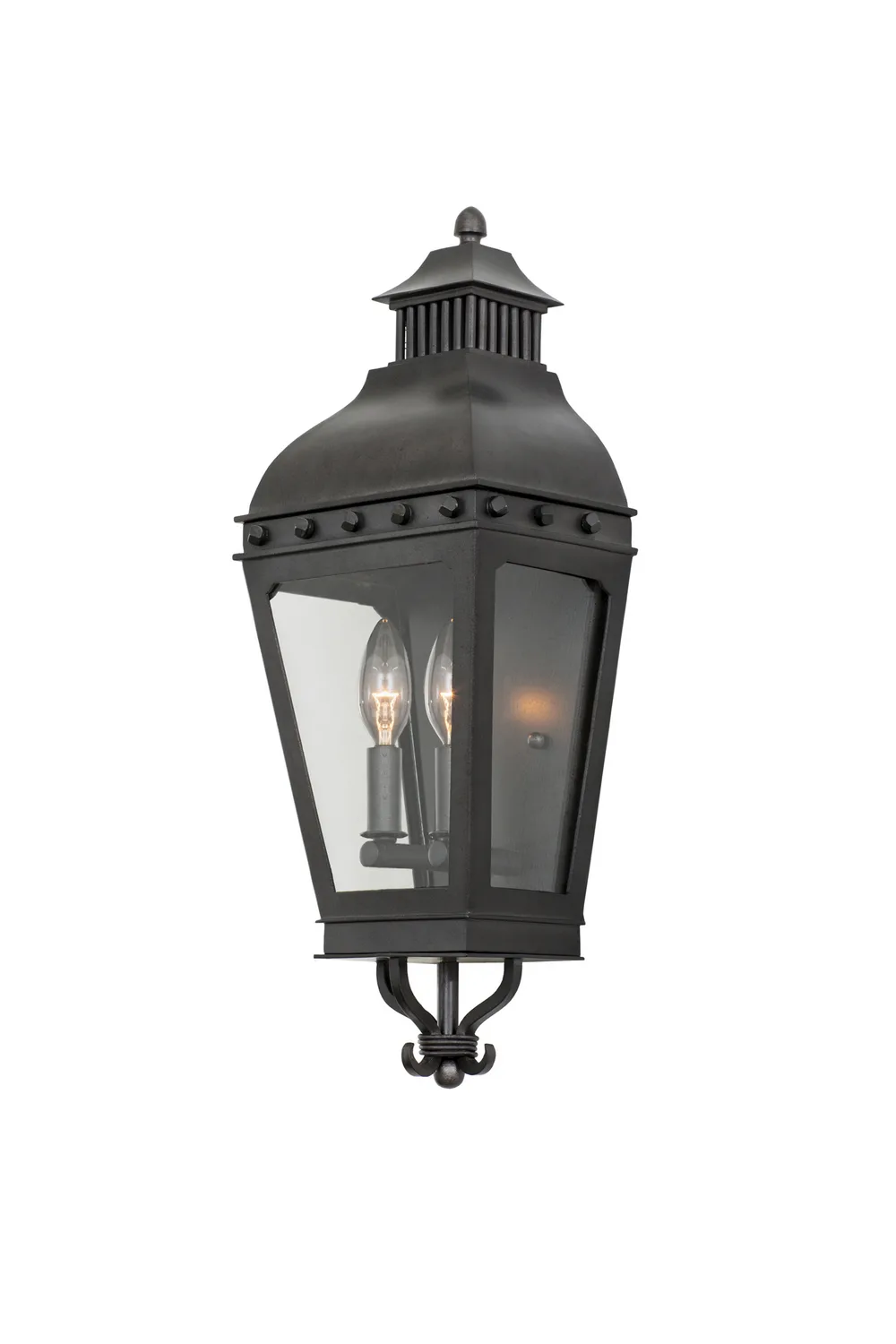 Winchester Outdoor Two Light Wall Pocket in Aged Iron