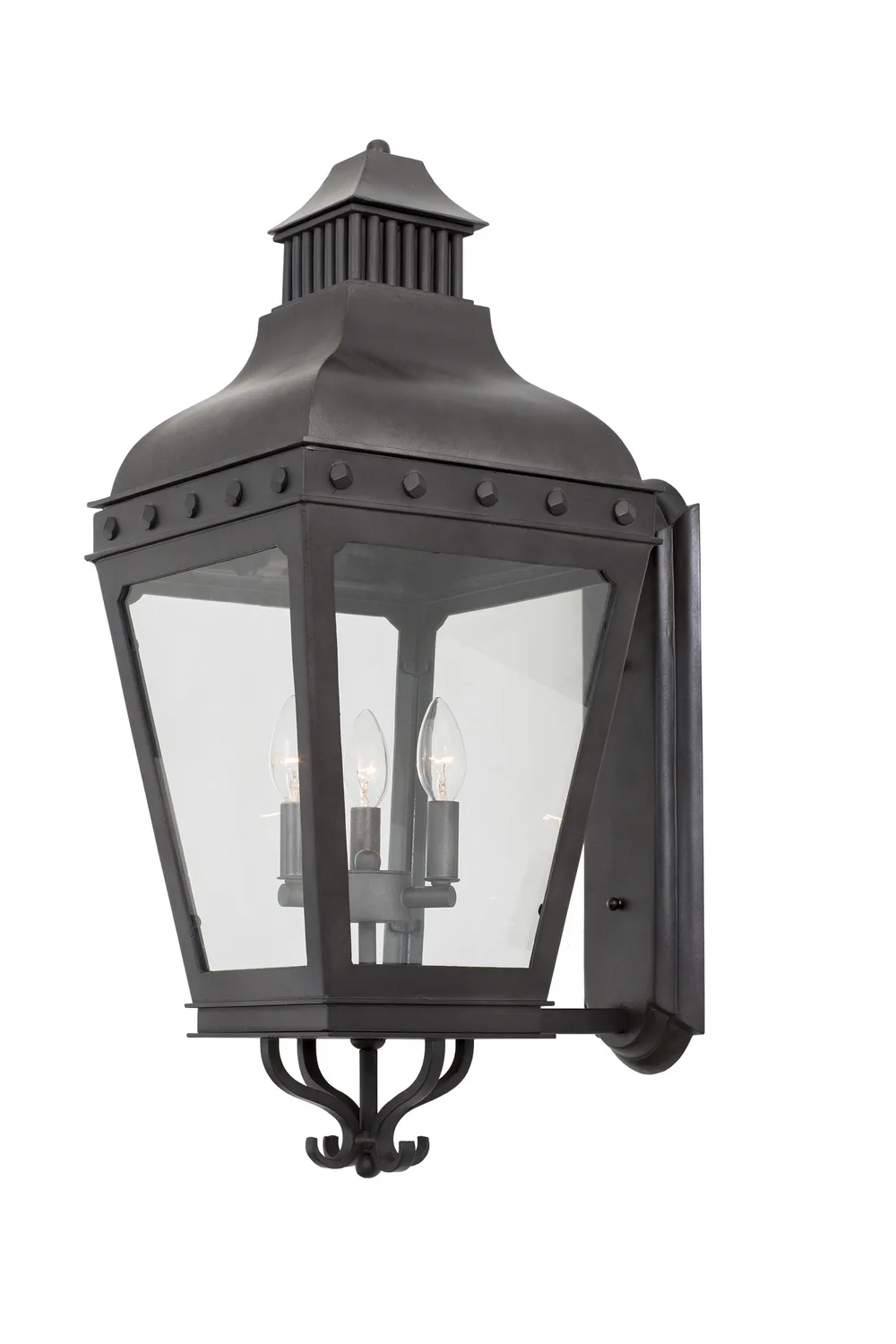 Winchester Outdoor Three Light Wall Bracket in Aged Iron