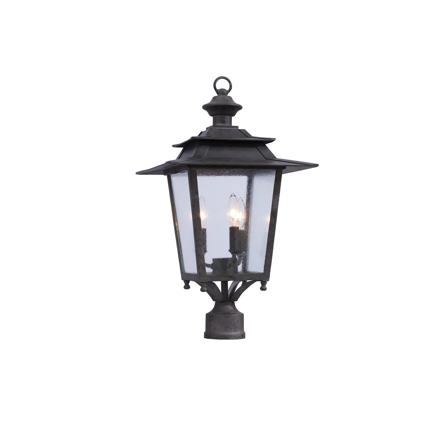 Saddlebrook Outdoor Three Light Post Mount in Aged Iron