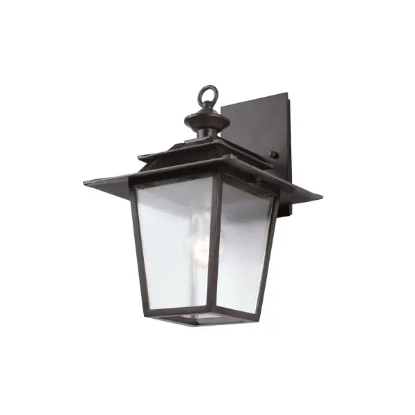 The Saddlebrook Outdoor Collection offers Traditional Design with Clear Cloud Glass. Heavy Gauge Aluminum construction in an Aged Iron finish. Collection: Saddlebrook Outdoor Rooms: Living Room, Bedroom, Family Room, Dining Room Finish: Aged Iron Width: 10.00" Height: 14.00" Weight: 5.00 lb Extension from Wall: 10.00" Wire: 12`` Mounting Height: 4.00" Canopy: 4.75``x1`` Number of Bulbs: 1 Maximum Wattage: 60.00 W Bulb Type: Medium Bulb Base: E26 Medium Dimmable Voltage: 120.00 V Material: Aluminum , Glass Country of Origin: Phillipines Safety Listing: cETL Safety Rating: Wet