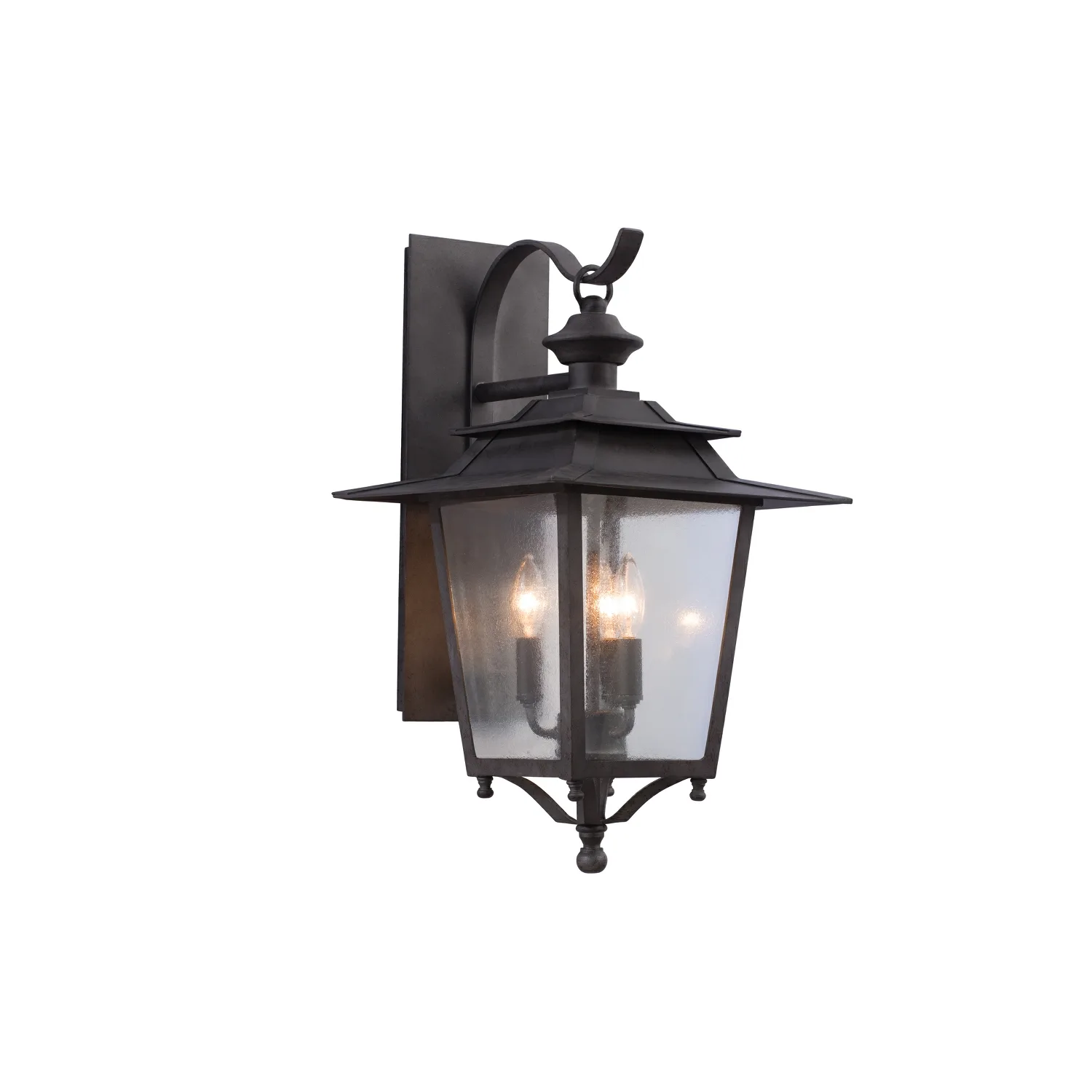 Saddlebrook Outdoor Three Light Wall Bracket in Aged Iron