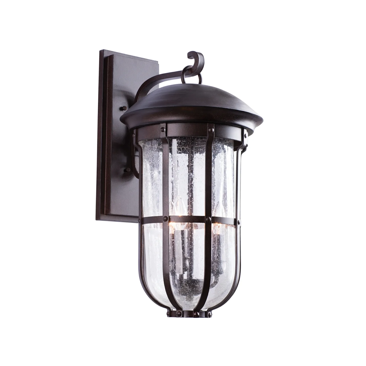 Emerson Outdoor Three Light Wall Bracket in Burnished Bronze