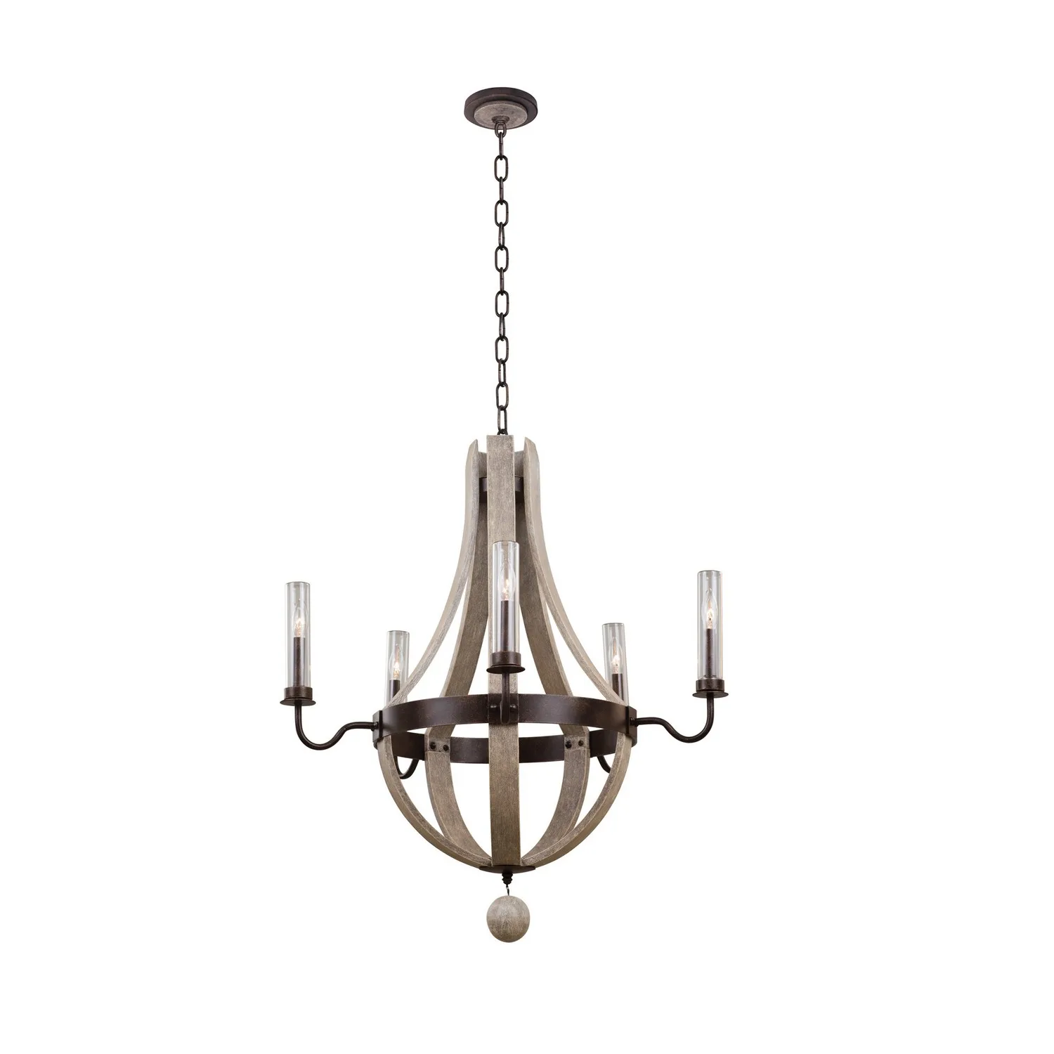 Harper Five Light Outdoor Chandelier in Florence Gold