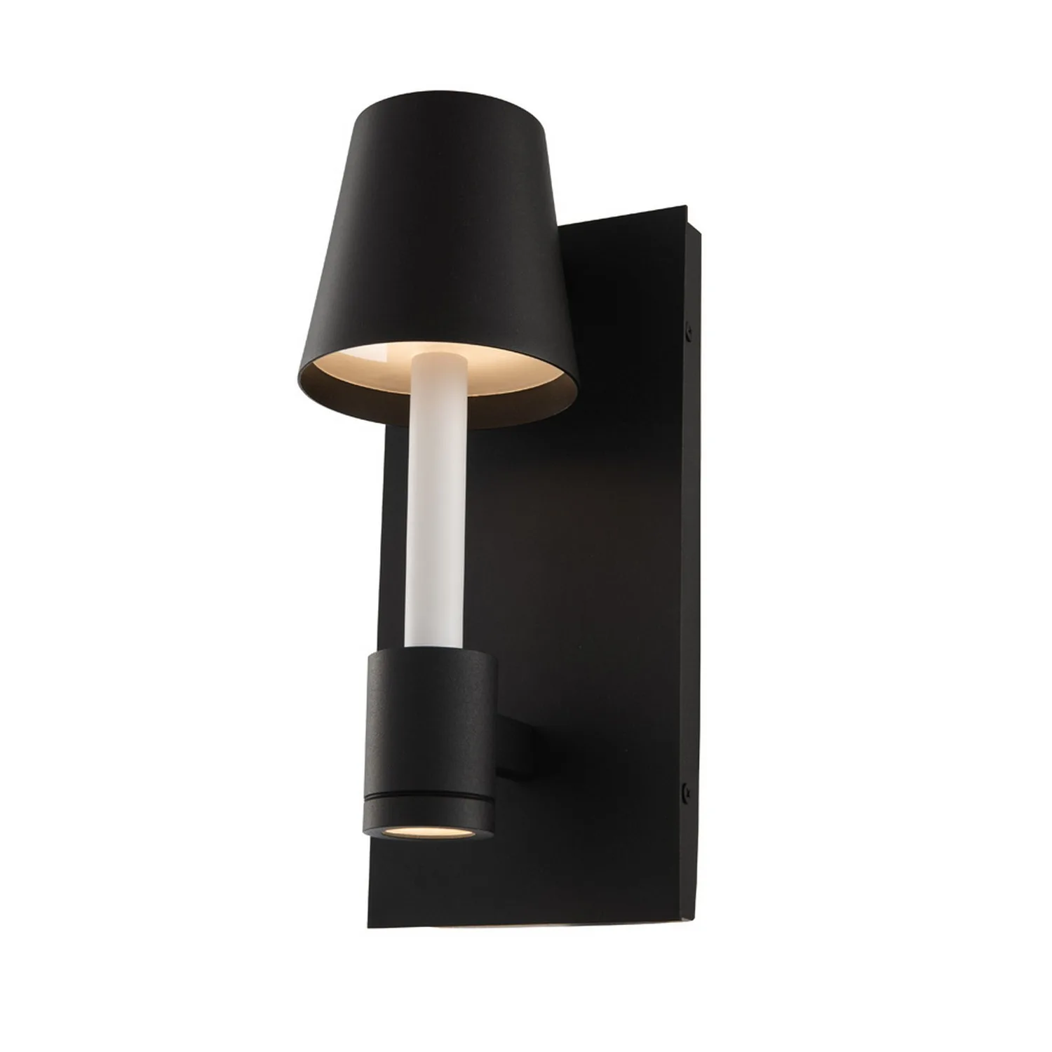 Candelero Outdoor LED Wall Sconce in Matte Black w White Accent