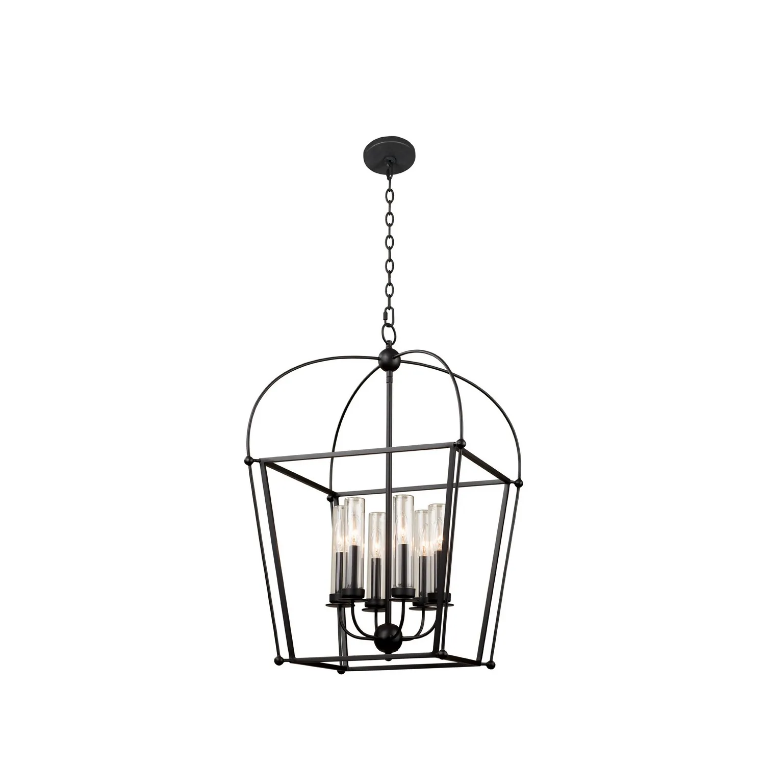 Sutter Six Light Outdoor Pendant in Smooth Matte Black